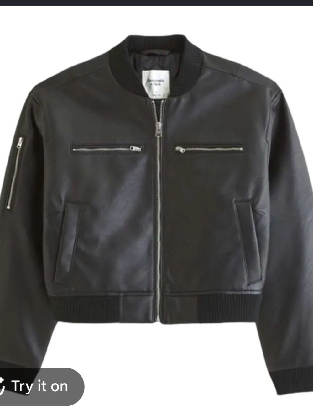 Abercrombie & Fitch Black Women's Bomber Jacket with Zip Accents